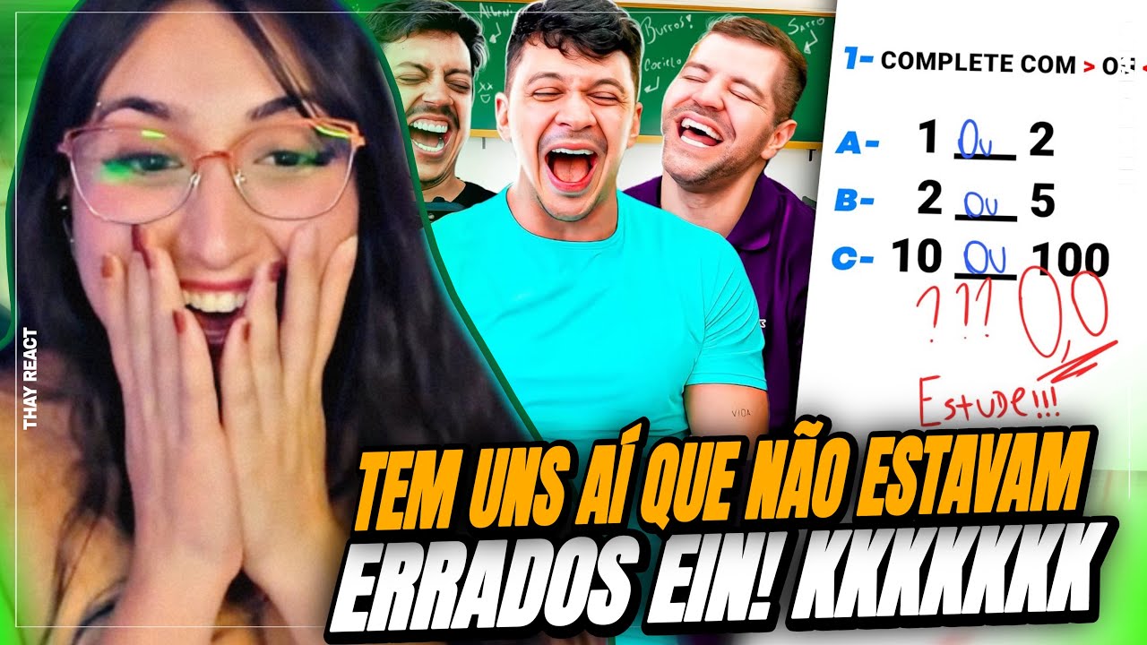 THAY REACT: QUEM FOI O PIOR ALUNO?? 3 HUMORISTAS REAGINDO AS PIORES RESPOSTAS DE PROVAS 😂😂