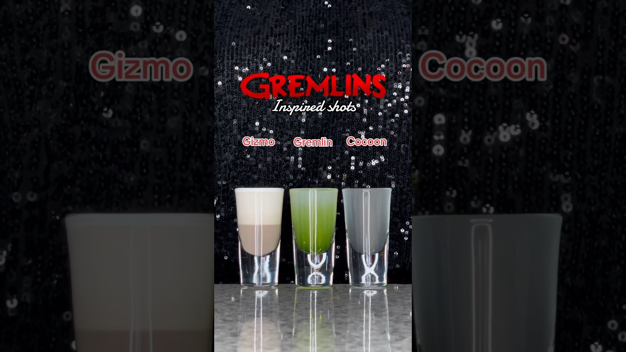 GREMLINS INSPIRED SHOTS 💚 #gremlins #shots #cocktails