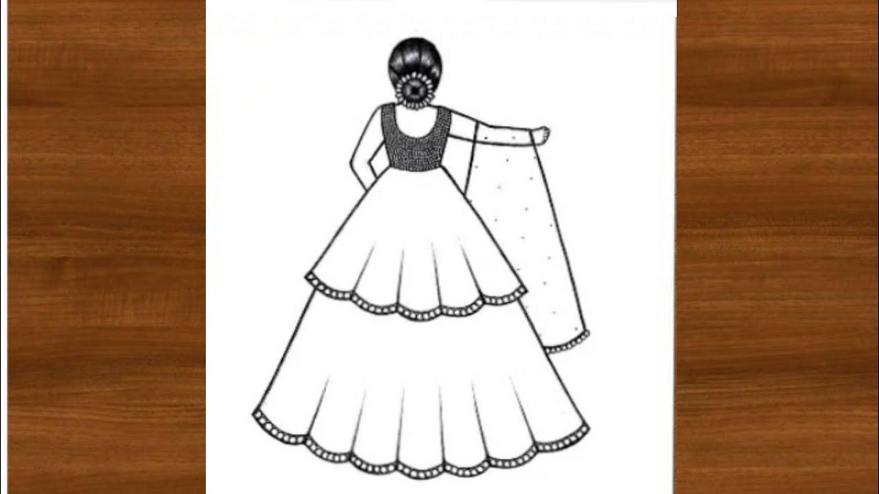 traditional Girl drawing beautiful lehnaga | Easy and simple drawing for beginners | Drawing pictu