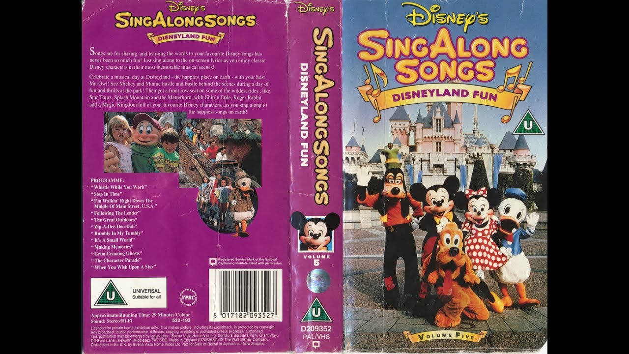 Sing Along Songs - Disneyland Fun (1992, UK VHS)