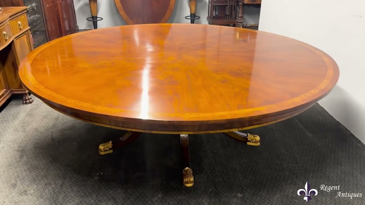 Vintage Mahogany Regency Revival Dining Table Mid 20th Century