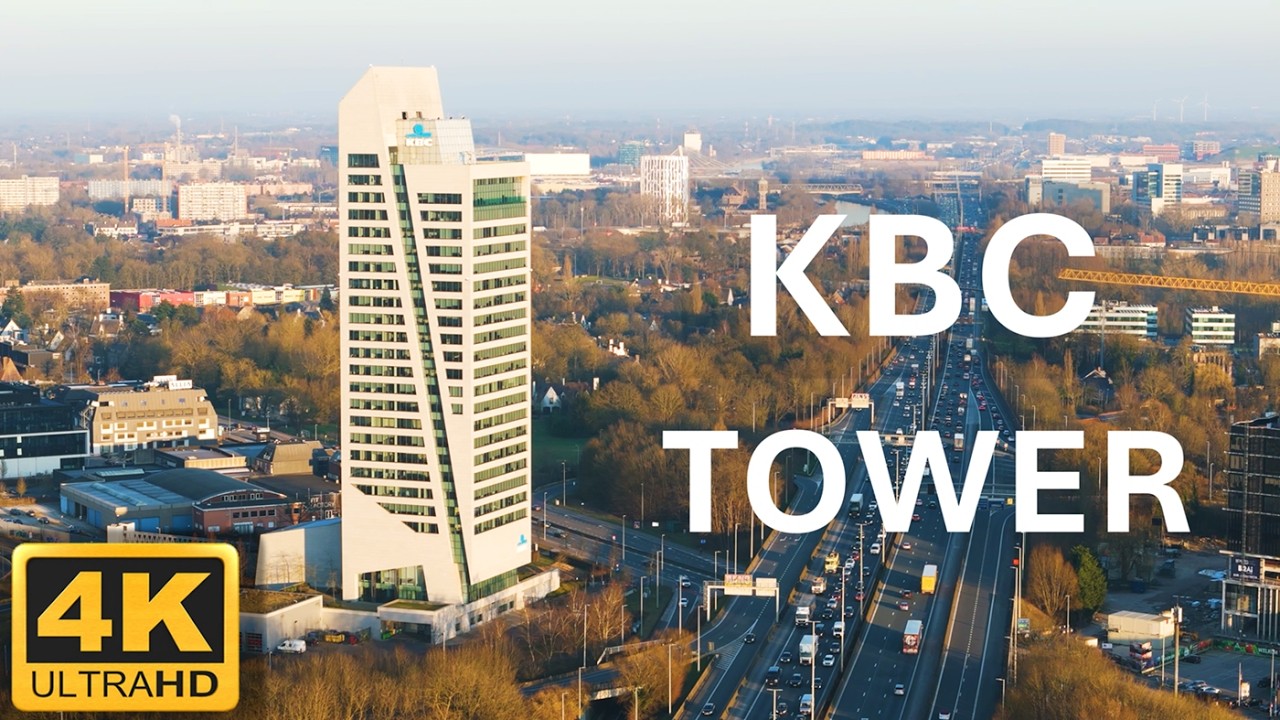 KBC Tower (Arteveldetoren), Ghent | 4K Aerial Drone Footage – Modern Skyline Landmark