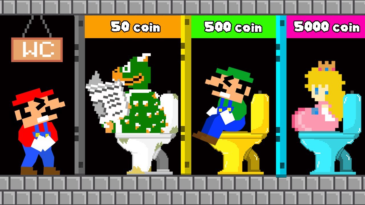 Toilet Prank: Mario, Luigi and Peach Challenge Poor To Rich Toilet maze | Game Animation
