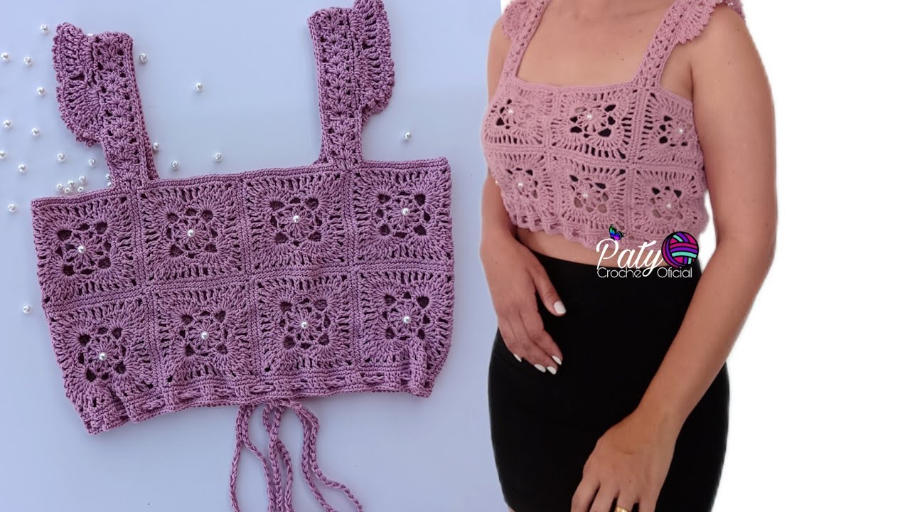 Cropped Crochê em Square Moderno (P, M, G e GG)