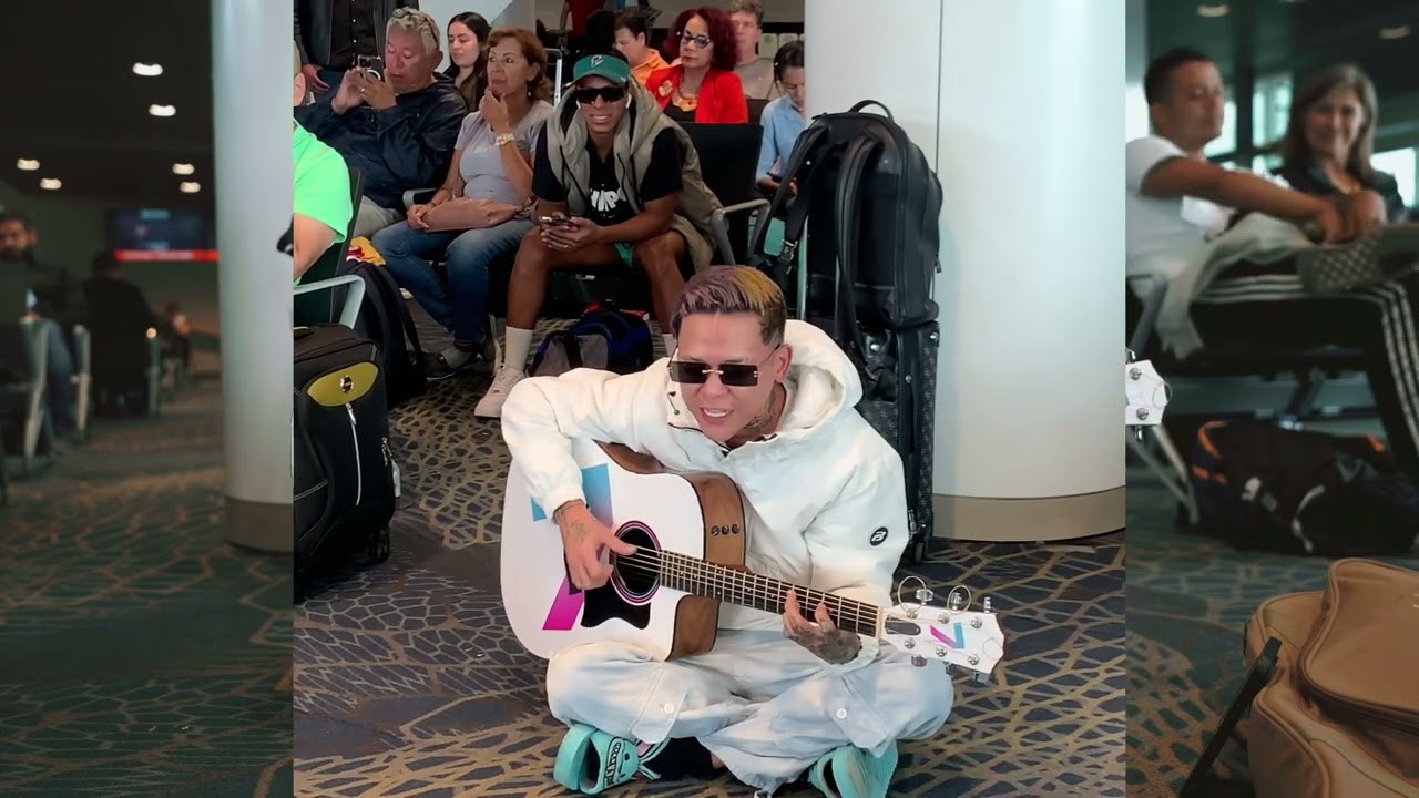 MIRA la REACCIÓN de las personas en el aeropuerto cuando ESCUCHAN a SEVENSITO “CORAZÓN DE CEMENTO”