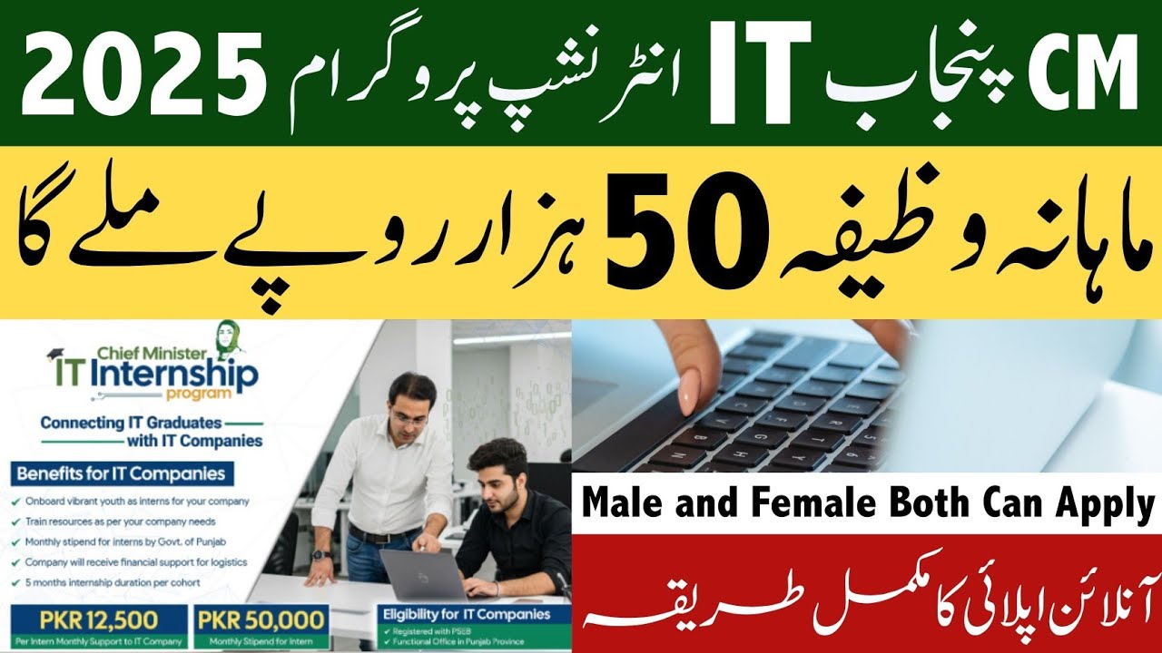 Maryam Nawaz IT Internship Program 2025 | Online Apply | CM Punjab Paid Internship