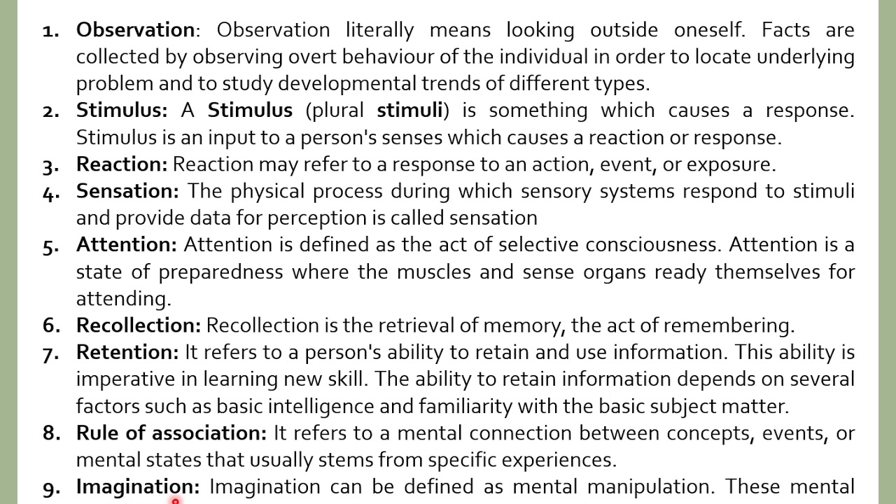 Psychology of Learning (Unit 2) - Part 1