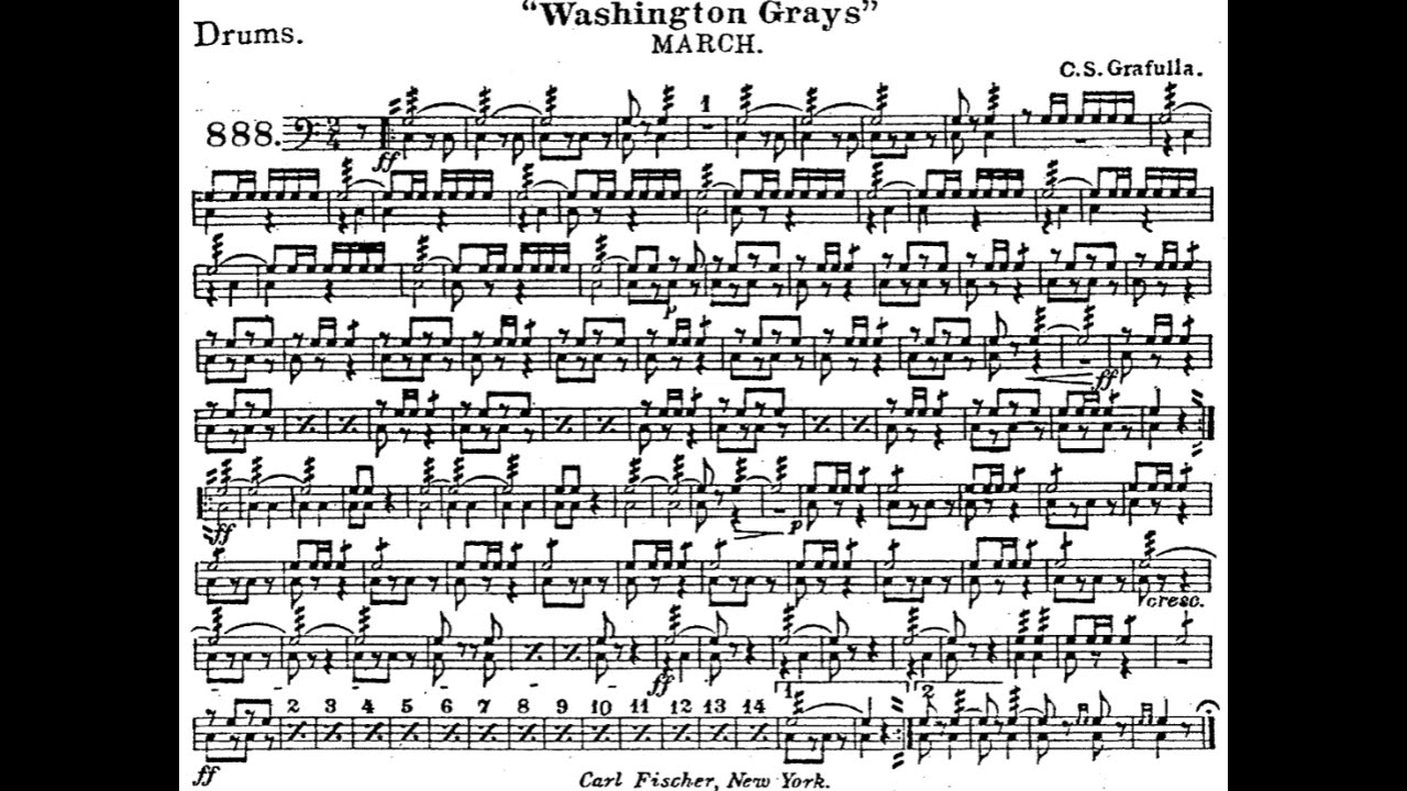 Washington Grays March By Claudio Grafulla - DRUMS