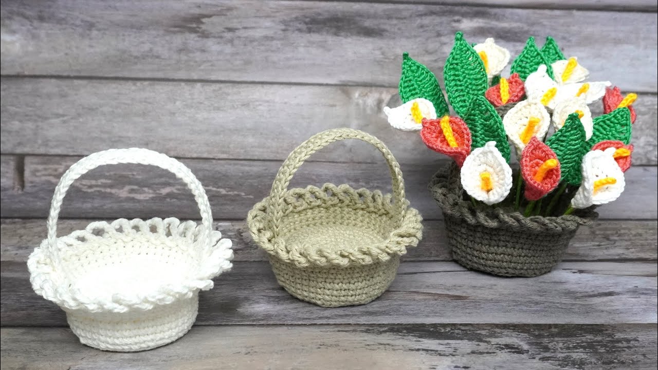 CESTAS PEQUEÑAS PÀRA LOS ARREGLOS FLORALES TEJIDAS A CROCHET