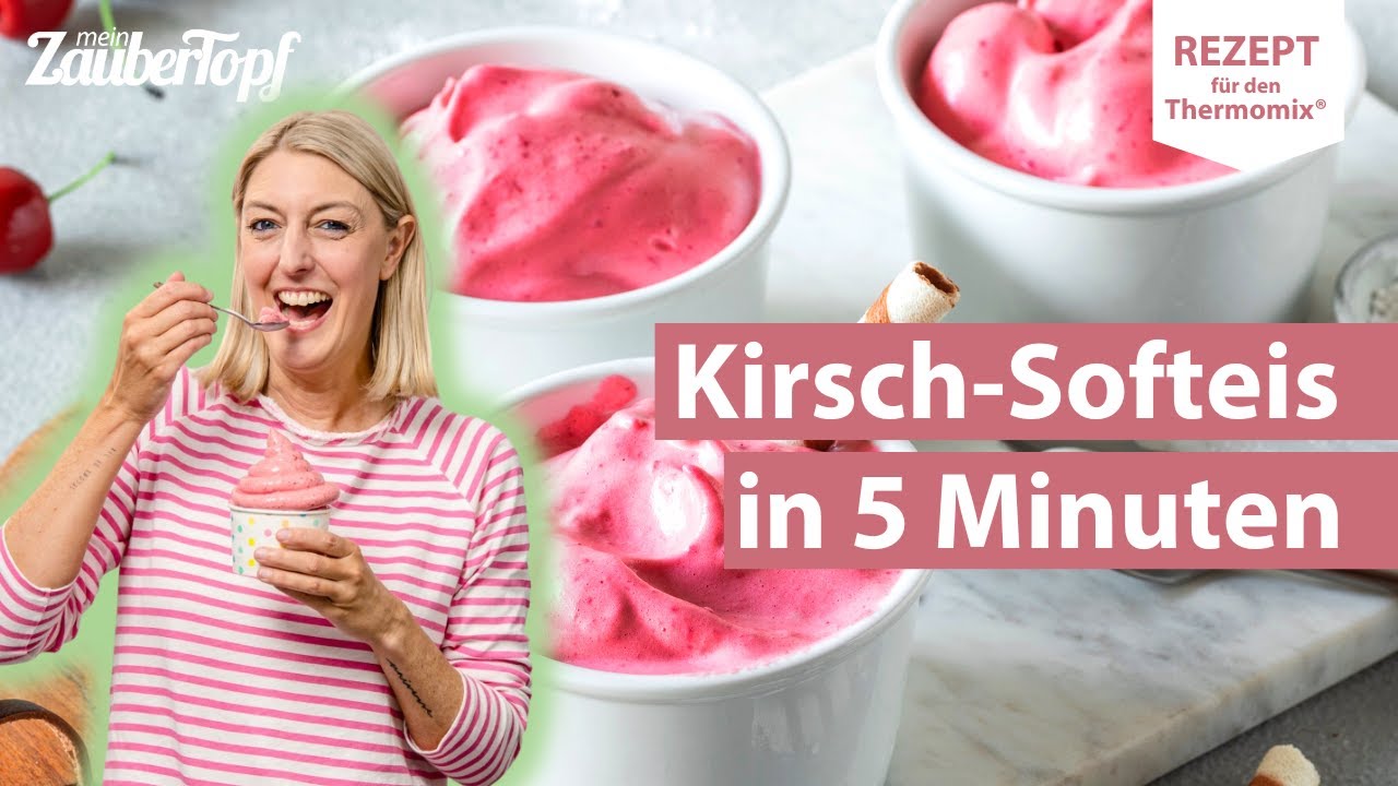 🍒🍦 Fruchtiges Kirsch-Softeis in 2 Schritten | Thermomix® Rezept