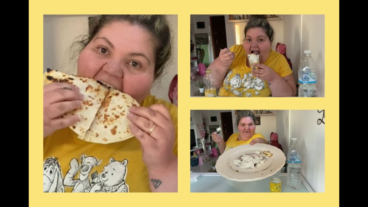 EATING SHOW MUKBANG ITA MEGA ABBUFFATA CON PIADINA VITELLO TONNATO E BUDINO CREMA E PANNA!!!!