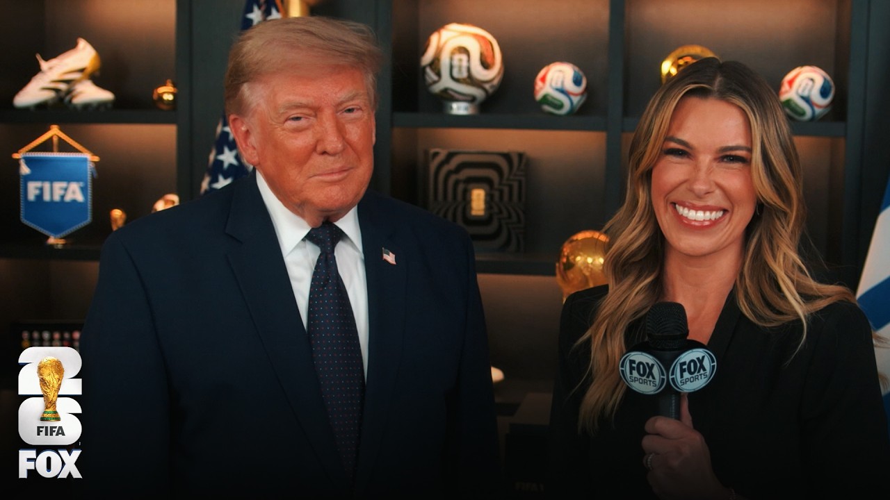 President Donald Trump speaks with Jenny Taft ahead of the 2026 FIFA World Cup&trade; Final