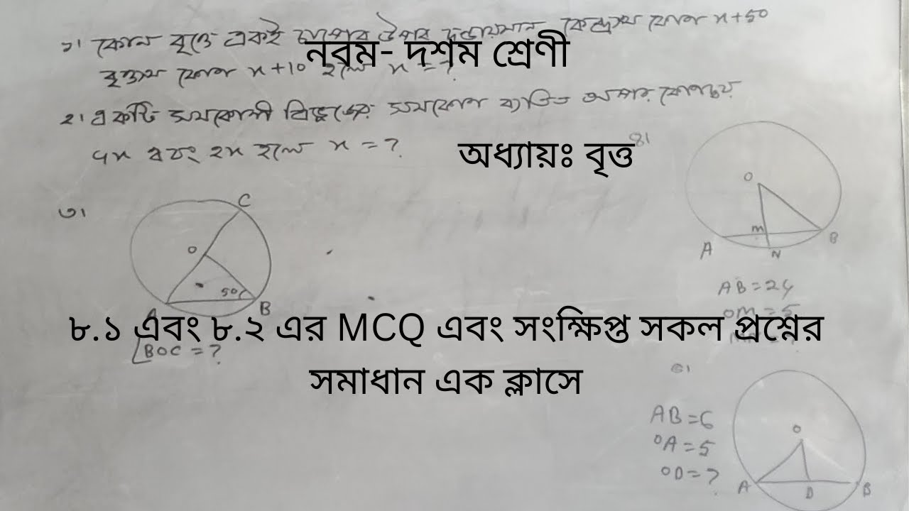 ৮.১ এবং ৮.২ এর MCQ এবং সংক্ষিপ্ত সকল প্রশ্নের সমাধান এক ক্লাসে