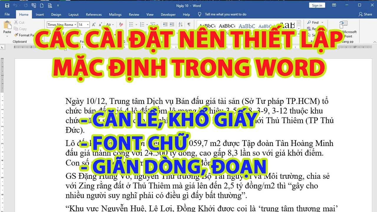 Các cài đặt mà bạn nên thiết lập mặc định trong word