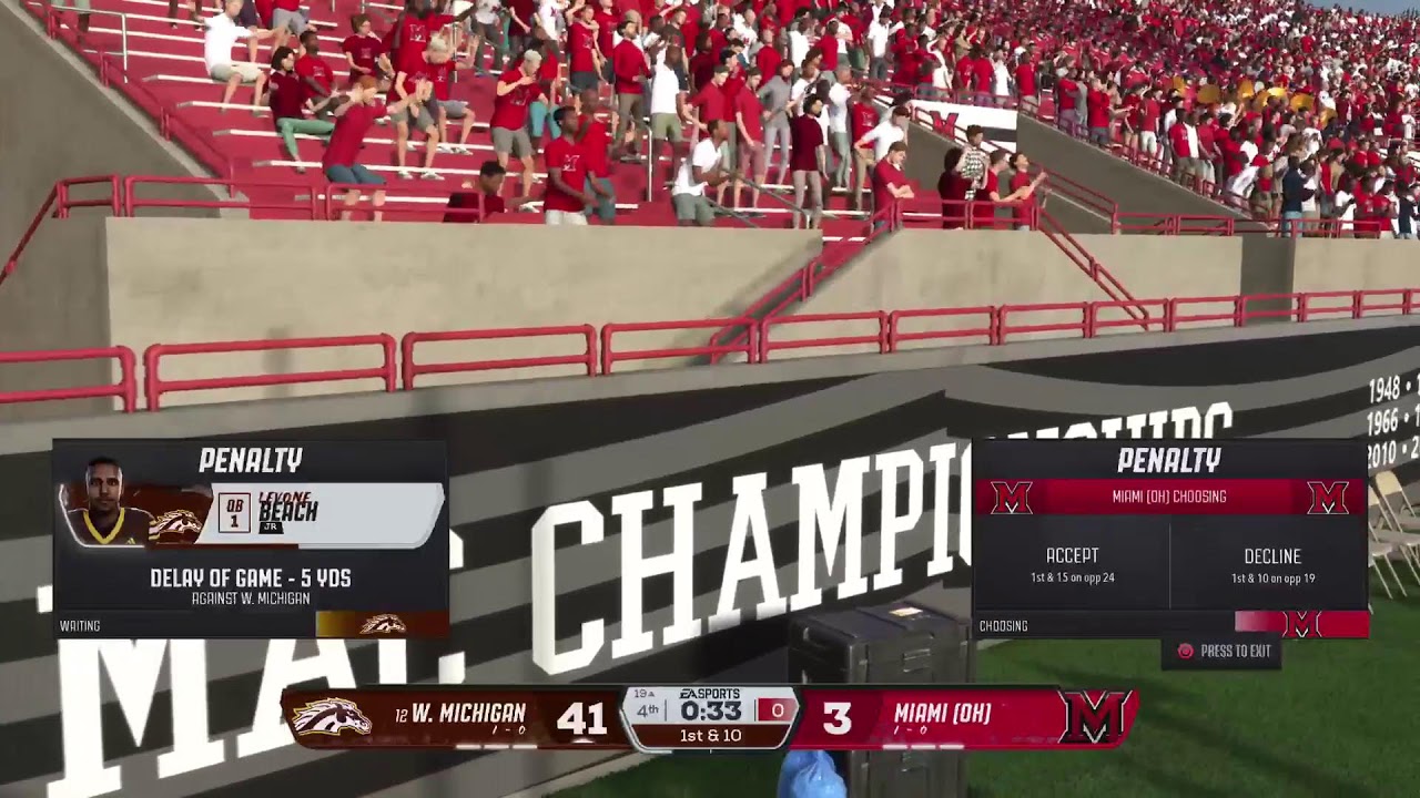 College Football 26 Slow Sim Dynasty 2035 Week 2 #12 W.Michigan @ Miami OH