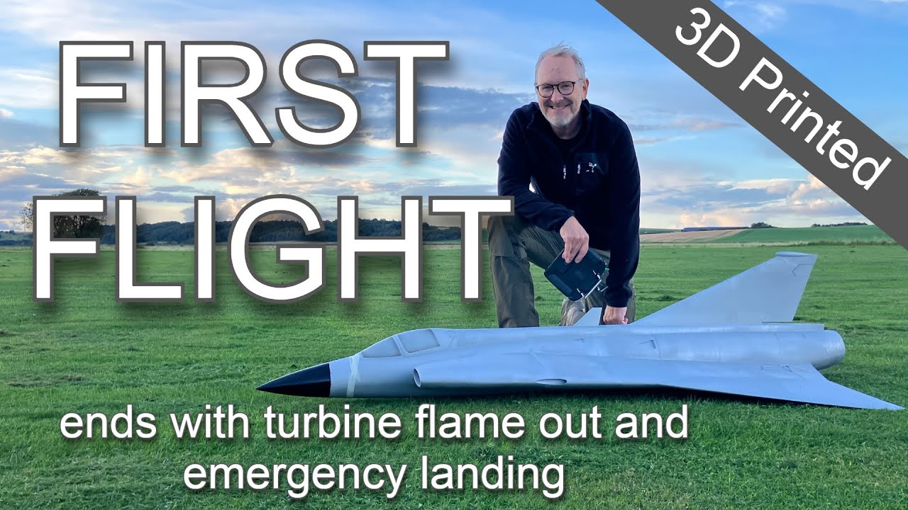 3D Printed Turbine Powered RC Jet - J35 Saab Draken First Flight