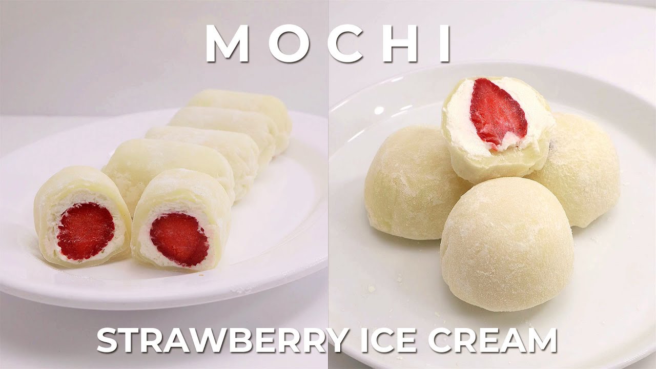 MOCHI ISI KRIM DAN STRAWBERRY // STRAWBERRY ICE CREAM MOCHI