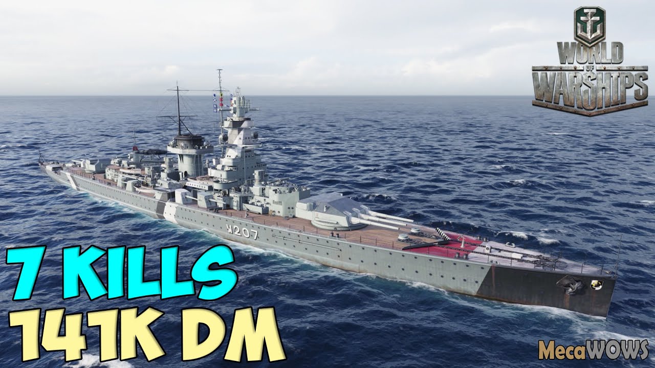 World of WarShips | HSF Admiral Graf Spee | 7 KILLS | 141K Damage - Replay Gameplay 4K 60 fps