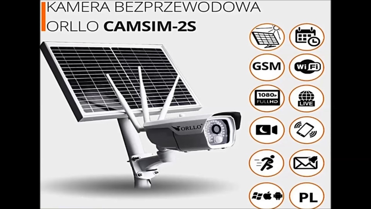 ORLLO CAMSIM 2S Kamera Zewnętrzna GSM SIM 3G 4G Lte na Baterie Alarmem Monitoring domu firmy posesji