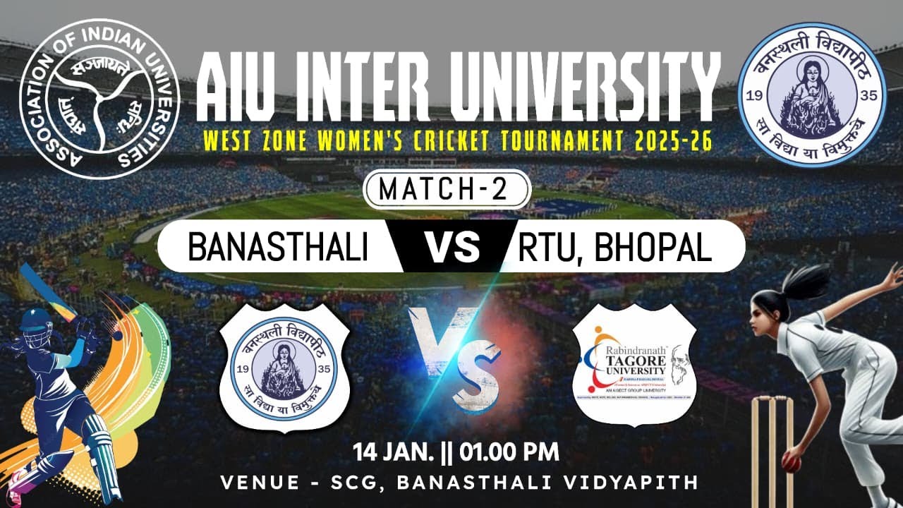 🔴LIVE : West Zone Inter-University Women&rsquo;s Cricket Tournament 2025&ndash;26  | BANASTHALI VIDYAPITH |