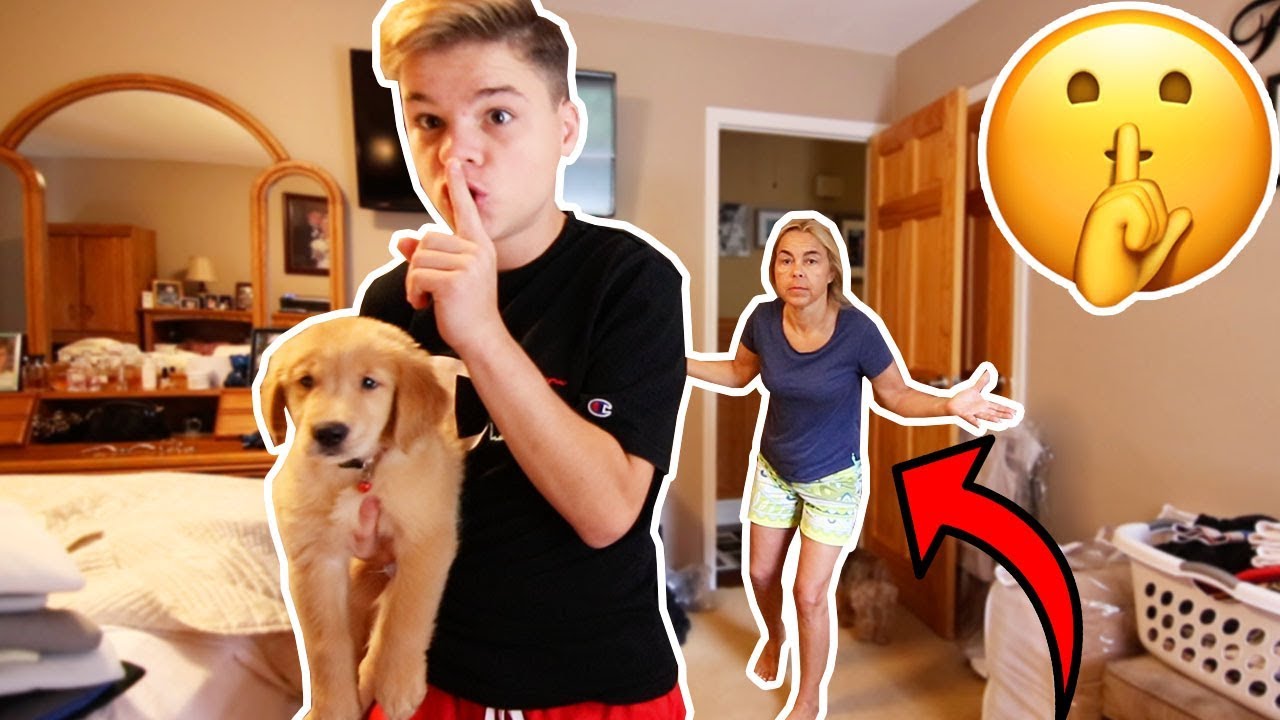 HIDING MY NEW PUPPY FROM MY MOM FOR 24 HOURS!