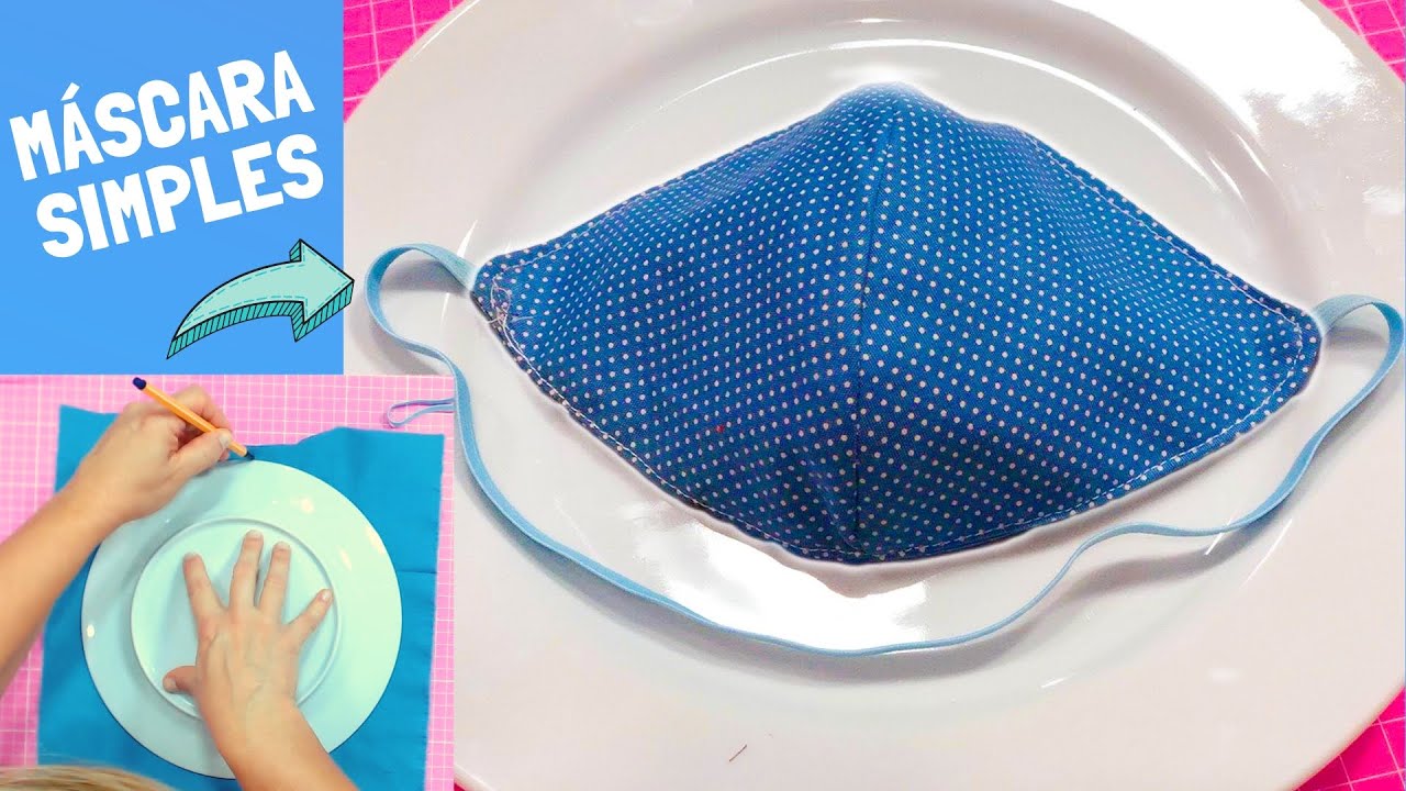 MÁSCARA DE TECIDO PRATO DE MOLDE PASSO A PASSO Fabric Face Mask Plate Pattern DIY Tutorial