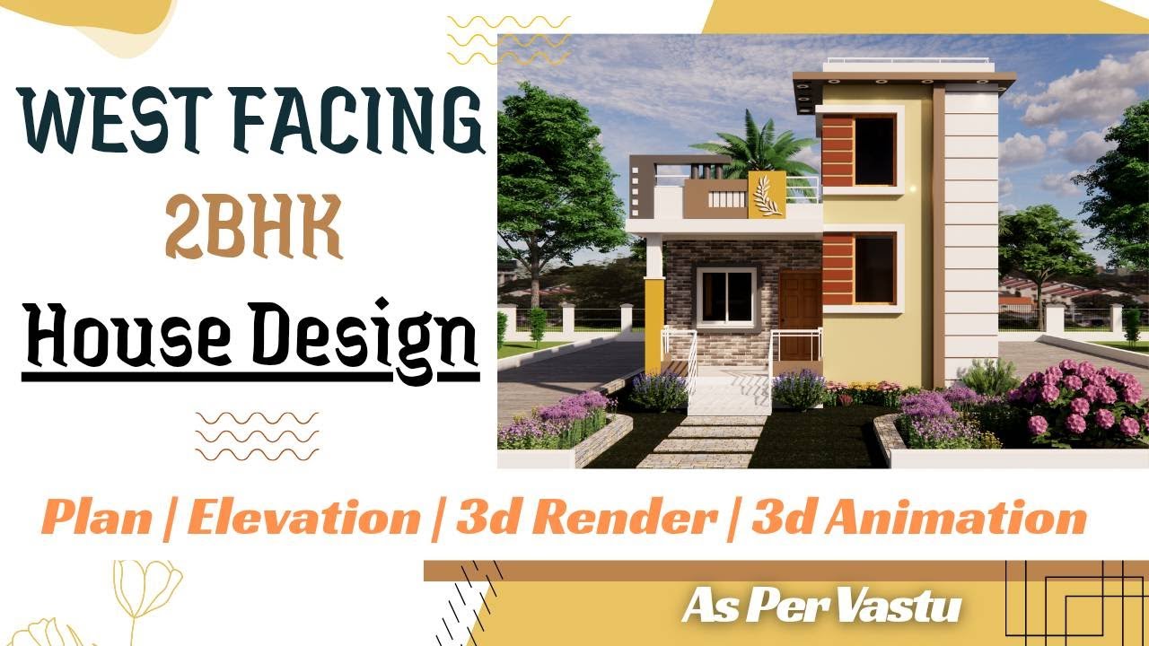 West Facing 2BHK House Plan with 3D | Front Elevation | 23x45 plan 1106 Sqft.#VastuHome #housedesign