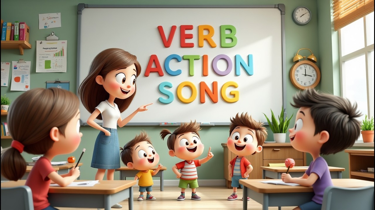 Learning Verb Action Song | Fun Kids English Grammar Song | KidsLearn Rhymes