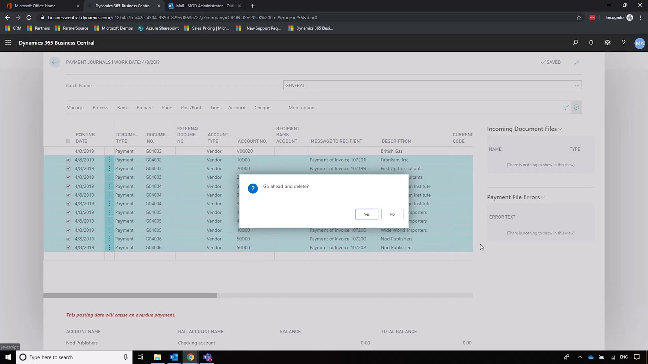 Business Central - Payment Journals - Quickstart for Finance