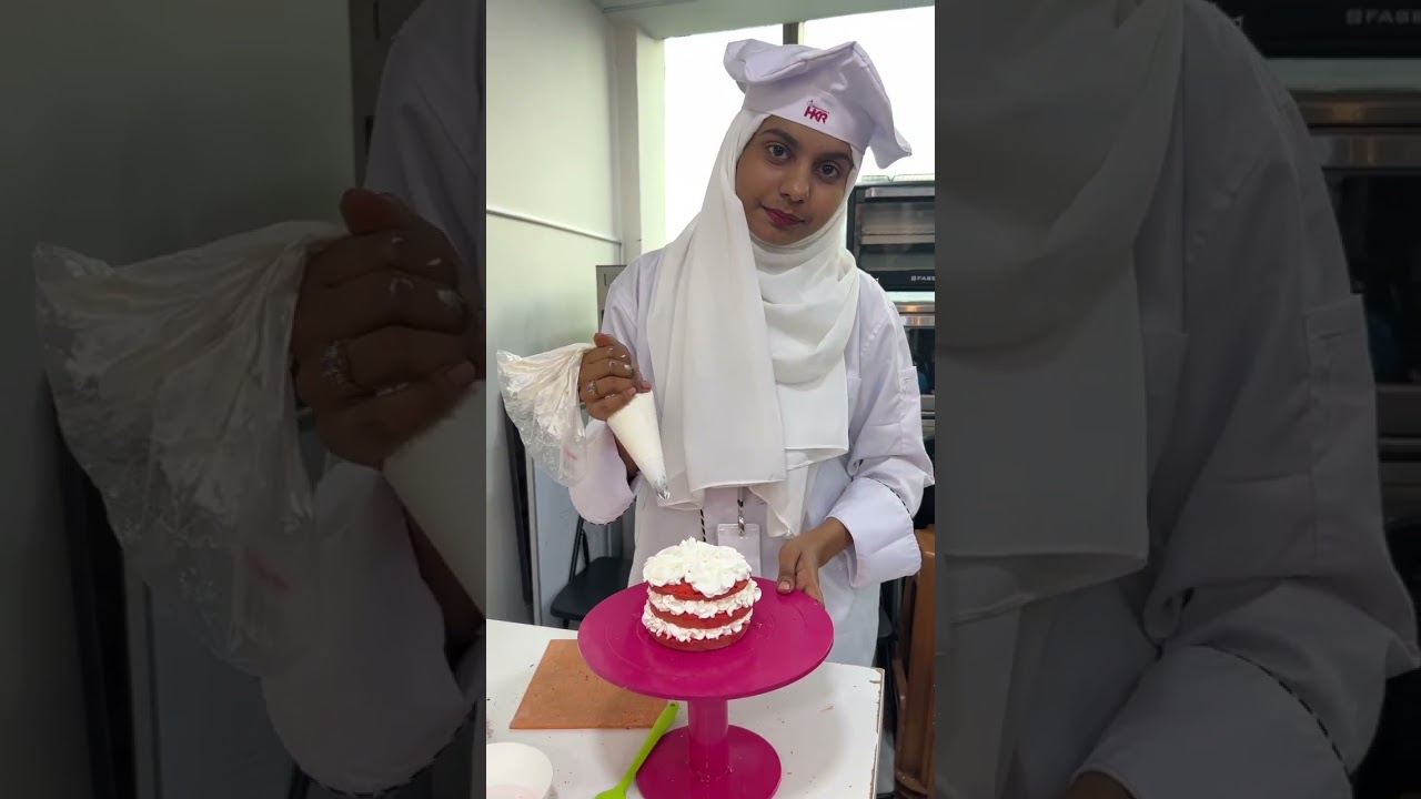 Redvelvet cheese cream cake bento cake student work in hkr baking academy Mumbai