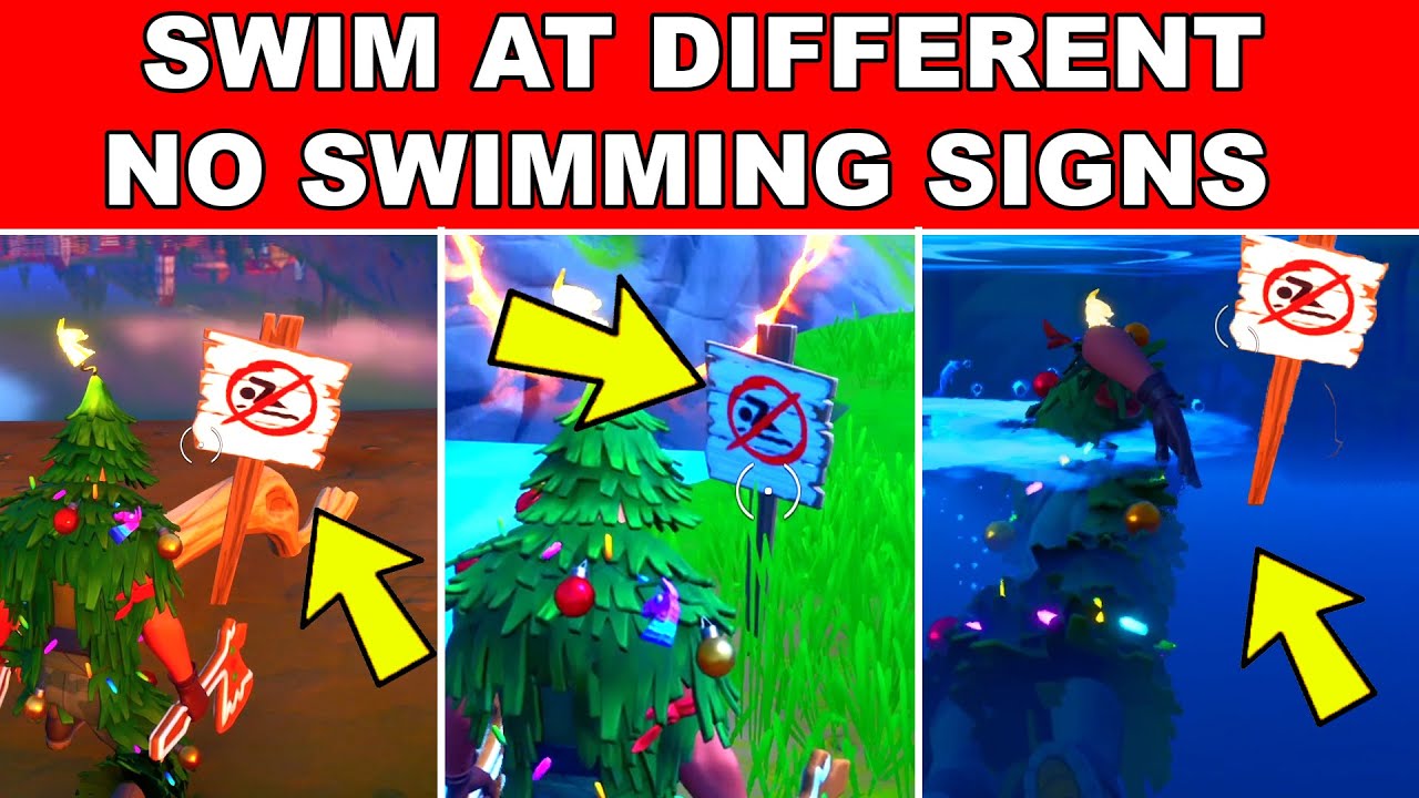 Swim at Different NO Swimming Signs Fortnite - 8-Ball vs Scratch