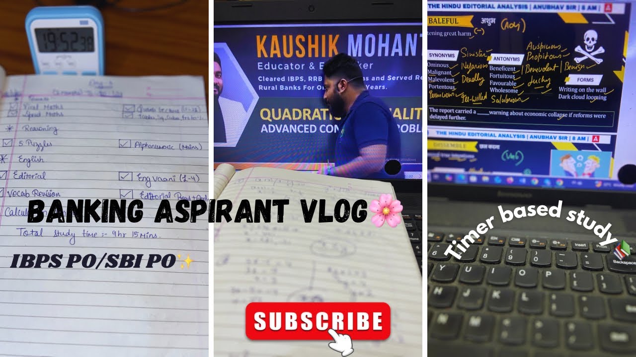 Day 1 of SBI PO/IBPS PO Banking exam preparation😁📚♥️|9+hours Study routine✨🌸|Productive Study vlog🦋✨