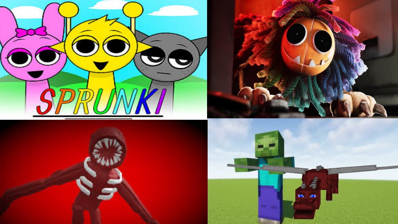 review addon sprunky Poppy playtime 4 figure red Ender dragon and Giant zombie