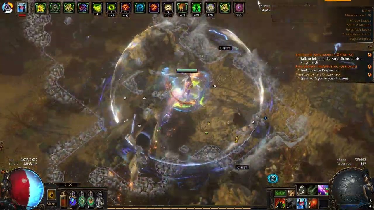 Path of Exile 3.28 - Lightning Arrow vs T16 Dunes Containment Strongbox Farm