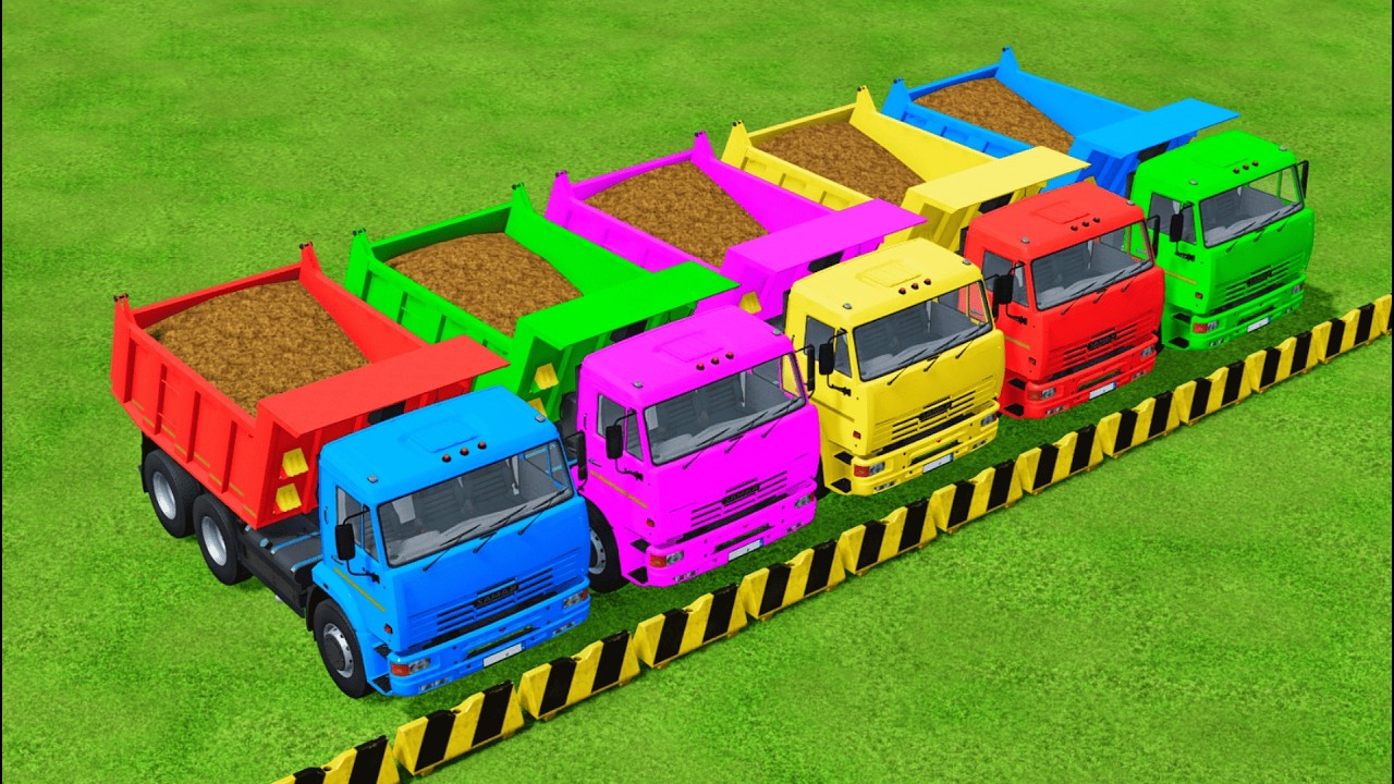 Work with Colors! SAND TRANSPORT with New Holland & KAMAZ TRUCKS! MUDDY ACTION!