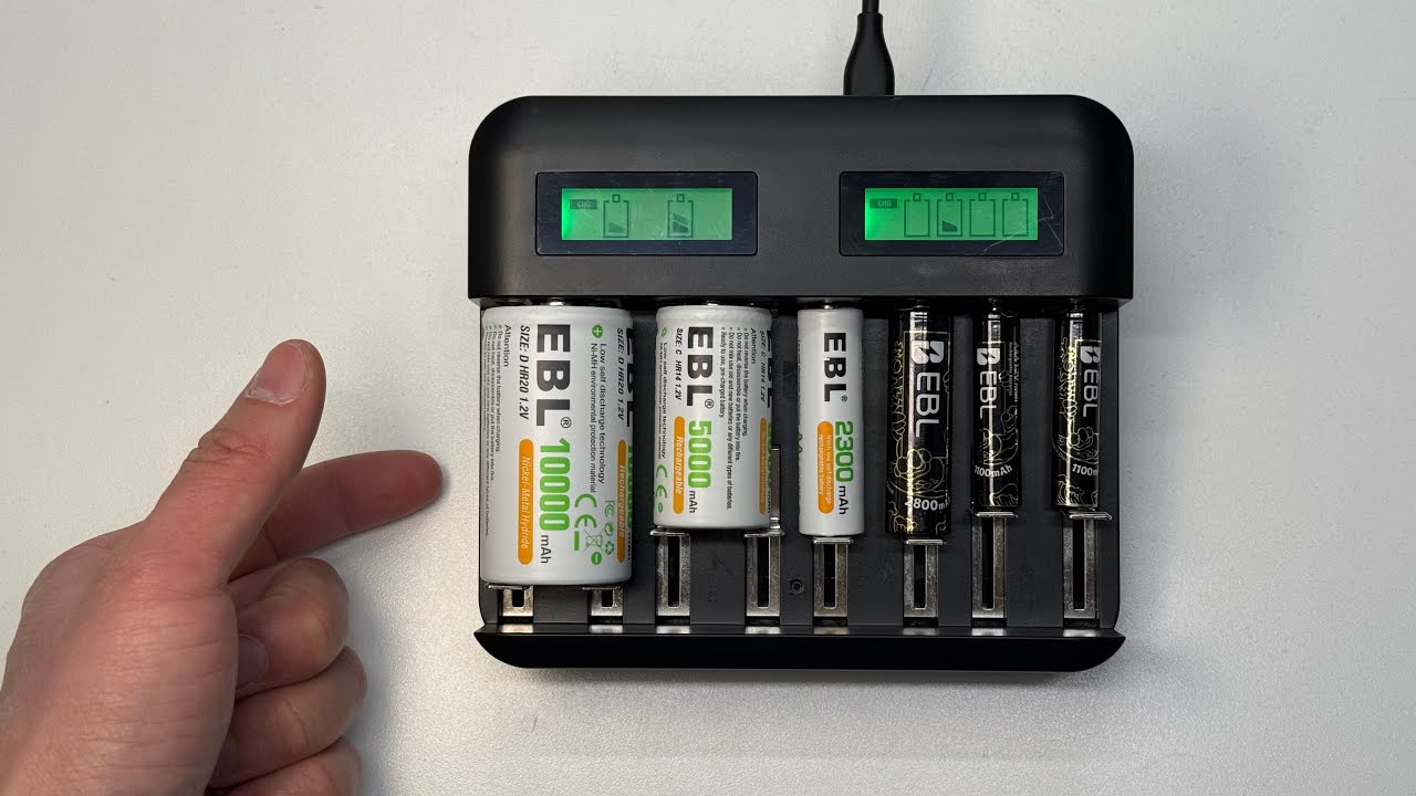 EBL NiMh Batteries and 8-bay battery charger with USB-C and Micro-USB Inputs