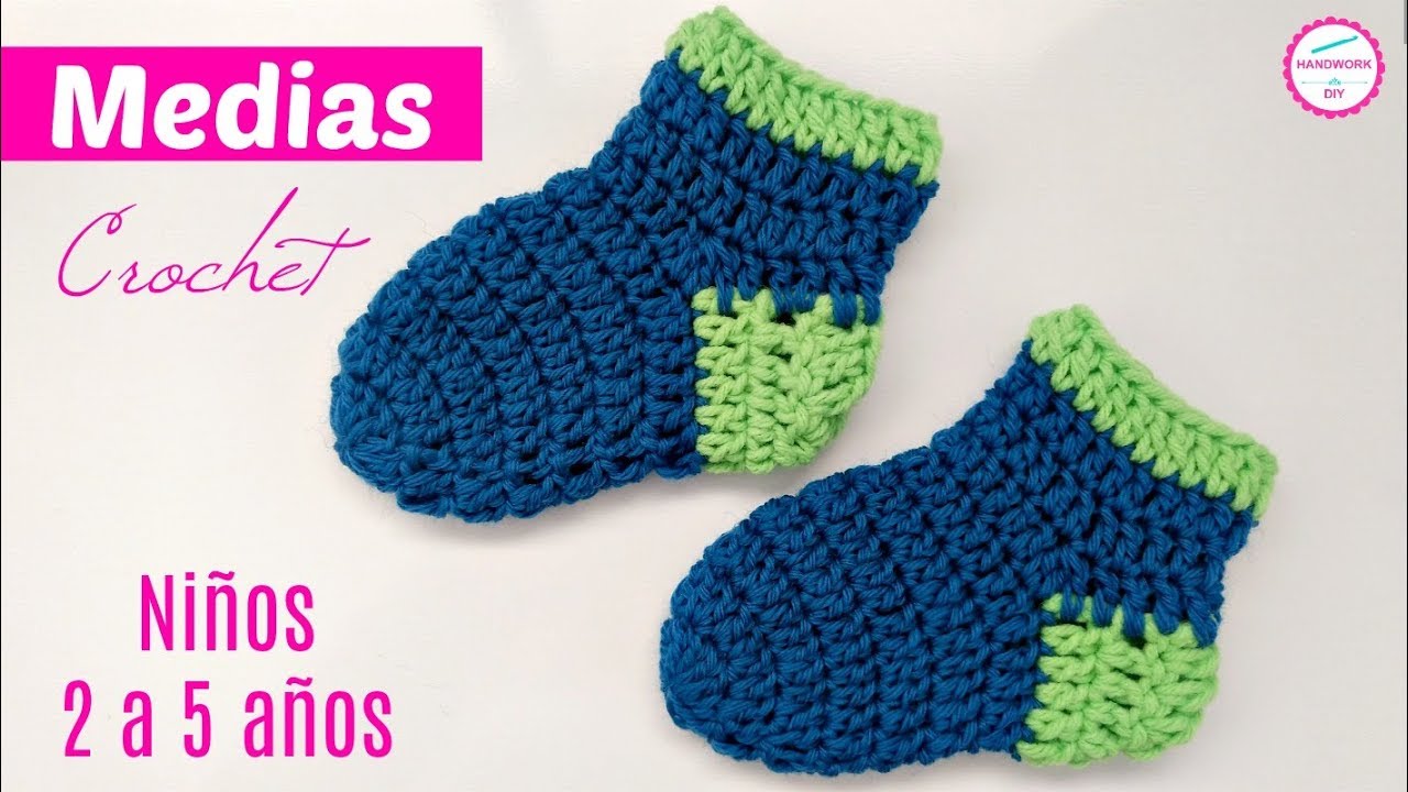 MEDIAS CROCHET PARA NIÑOS TALLAS DE 2 A 5 AÑOS