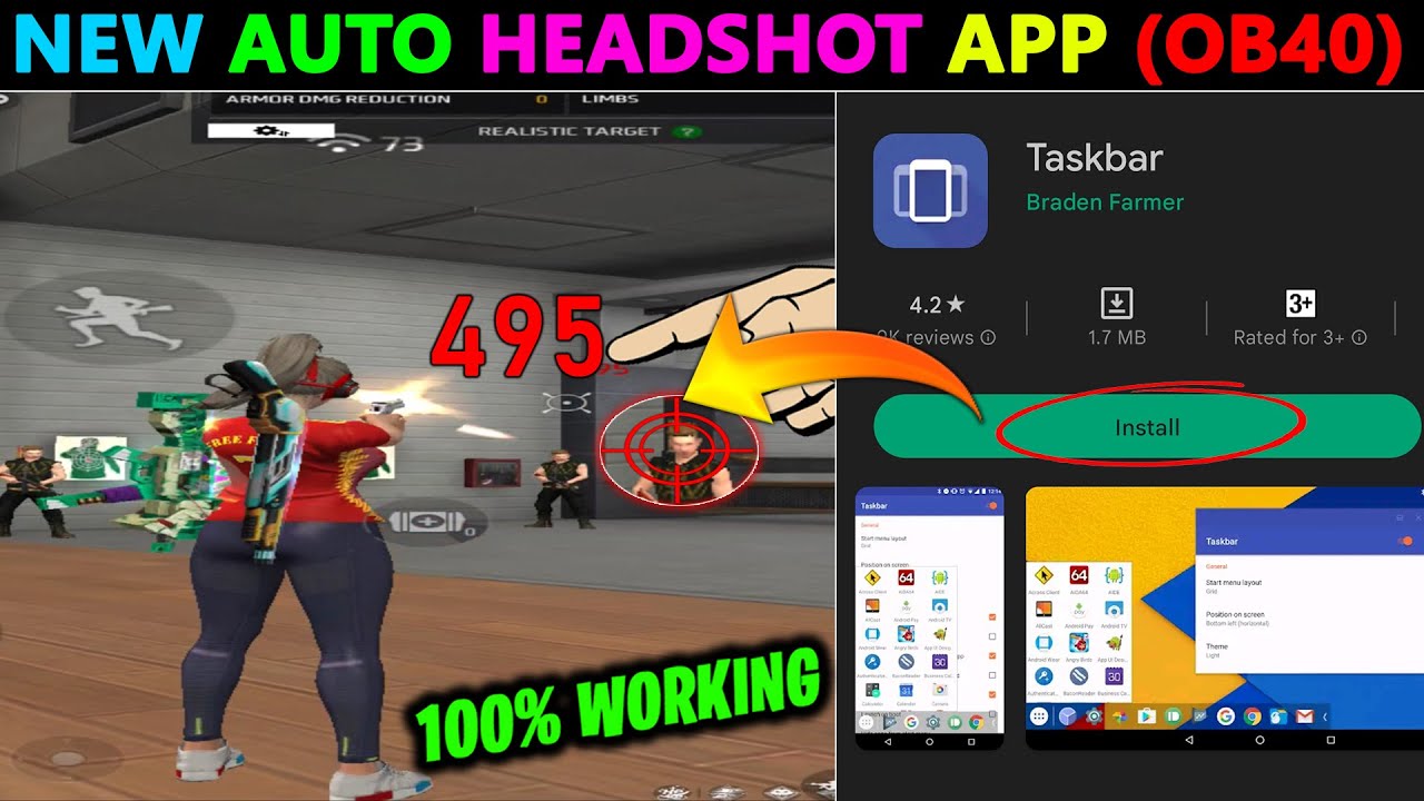 😱Increase your HEADSHOT in free fire with TASKBAR & DEVELOPER OPTIONS setting ( STRETCH RESOLUTION )