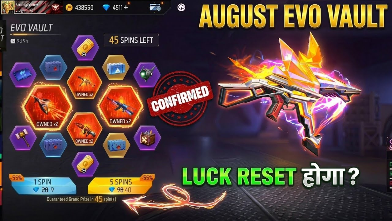 Next Evo Vault Event 2026 August Month Evo Vault Event |New Evo Vault Event Luck Reset Hoga Ya nhi