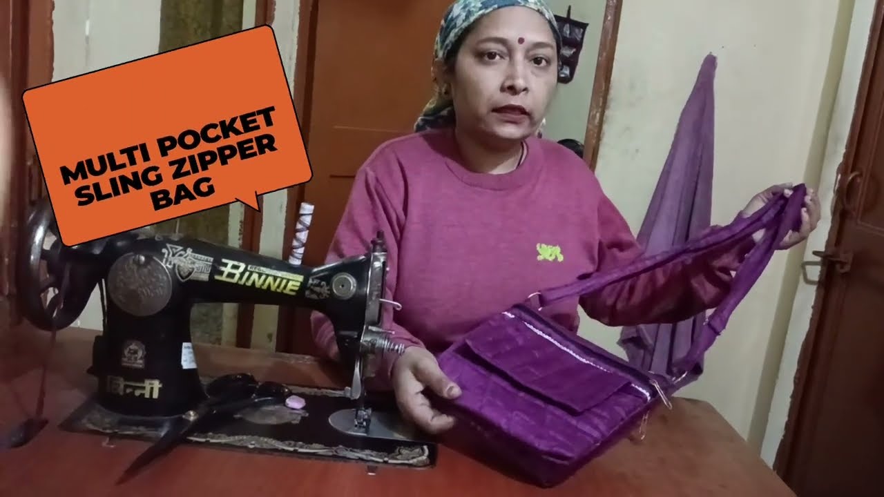 DIY 5 pockets zipper sling bag/shoulder 🛍️/handmade purse 👜