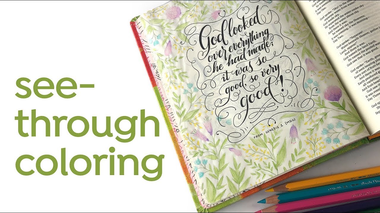Bible Journaling: Genesis 1 (Flowers, see-through coloring)
