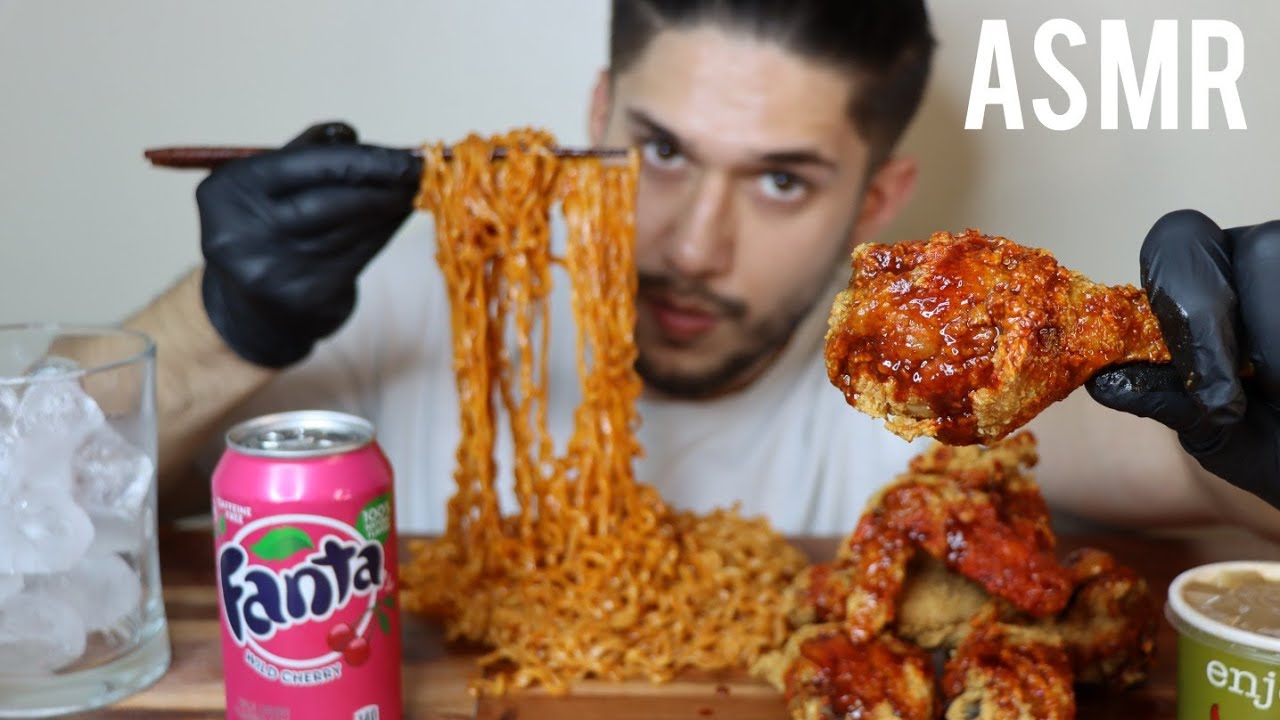ASMR 2X NUCLEAR FIRE NOODLES + SPICY FIRE JOLLIBEE CHICKEN | MUKBANG *REAL EATING SOUNDS*