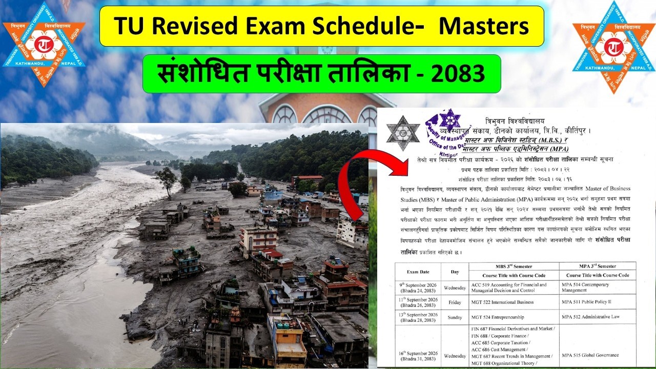 TU Masters Exam Ammended Schedule of 3rd Sem | Revised Exam Schedule of TU #tuexam #tunotice #tudoms