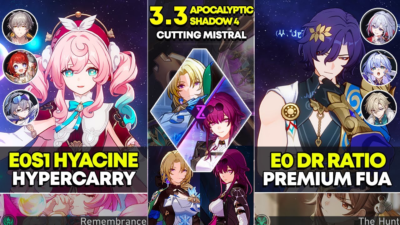 E0S1 Hyacine Hypercarry & E0 Dr Ratio Premium FUA | Apocalyptic Shadow 4 | Honkai Star Rail 3.3