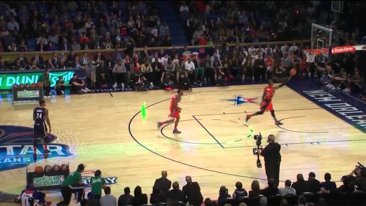 2014 Slam Dunk contest pt1: East vs West freestyle | All successful dunks