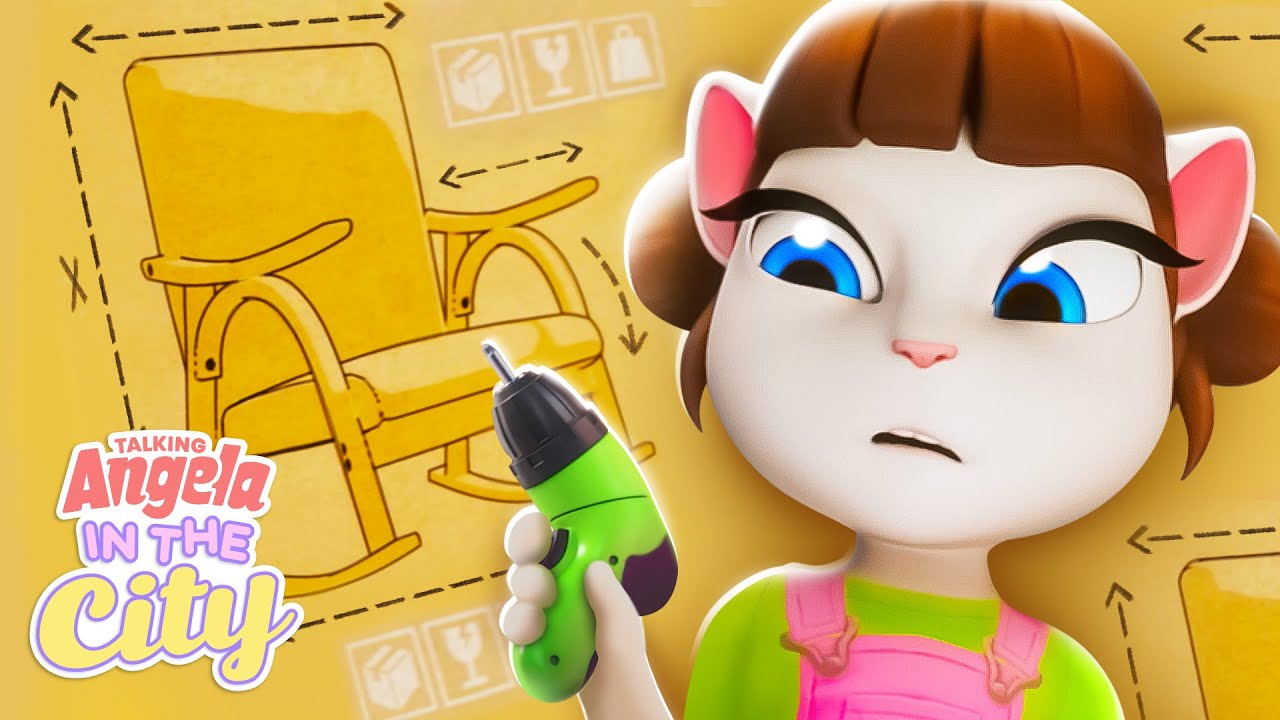 💪👷‍♀️ Angela Builds a Chair | Talking Angela: In the City | Cartoons for Kids