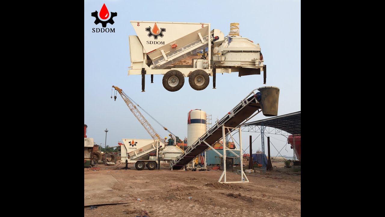 MOBILE CONCRETE MIXING PLANT, MB1200 BIG BAG CEMENT SILO, CONCRETE BELT CONVEYOR