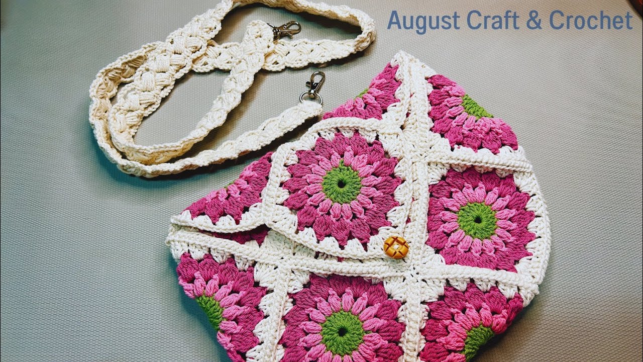 Flowers are freshness | How to Crochet Flower Granny Square Cross Bag.