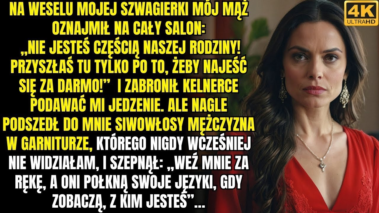 Mój mąż ZABRONIŁ MI JEŚĆ na weselu mojej szwagierki — i nagle SIWY NIEZNAJOMY szepnął  „ZŁAP MNIE