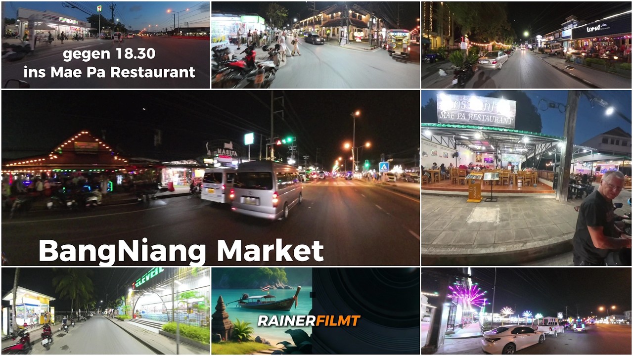 02.2026 Bang Niang KhaoLak abends an einem Markttag Eindrücke Hauptstr und Beach Road